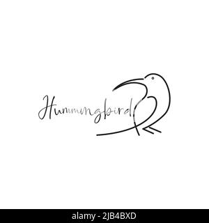 cute line art minimal bird hummingbird logo design vector graphic symbol icon illustration creative idea Stock Vector