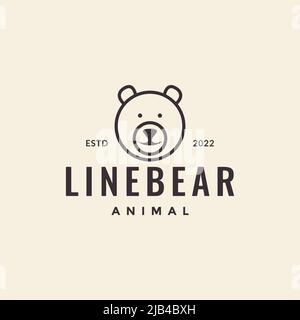 line head minimal bear circle logo design vector graphic symbol icon illustration creative idea Stock Vector