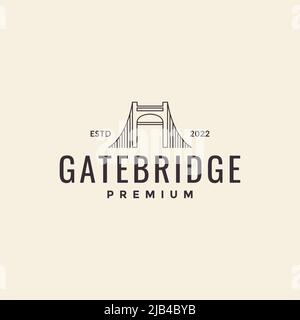 minimal line bridge gate logo design vector graphic symbol icon illustration creative idea Stock Vector