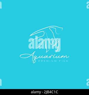 line art sail ornamental fish aquarium logo design vector graphic symbol icon illustration creative idea Stock Vector