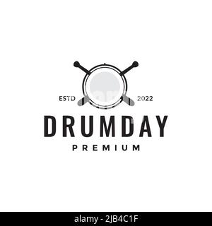 cross stick with drum simple logo design vector graphic symbol icon illustration creative idea Stock Vector