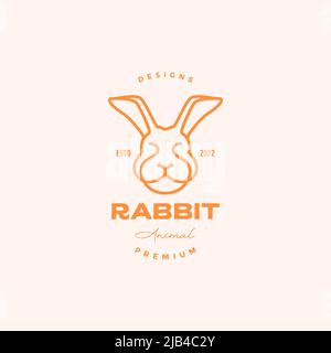 line head pets rabbit vintage logo design vector graphic symbol icon illustration creative idea Stock Vector