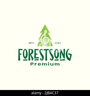tree with music note song logo design vector graphic symbol icon illustration creative idea Stock Vector