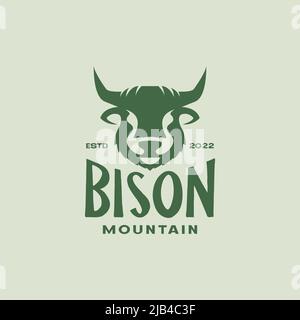 colored vintage yak bison logo design vector graphic symbol icon illustration creative idea Stock Vector