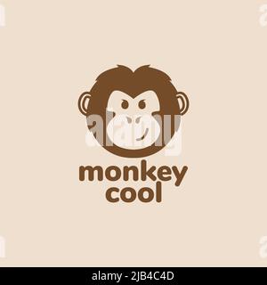 minimal head monkey cartoon cute cool logo design vector graphic symbol icon illustration creative idea Stock Vector