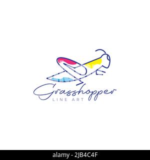 line art abstract grasshopper logo design vector graphic symbol icon illustration creative idea Stock Vector