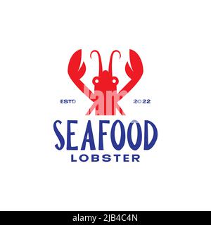 colored vintage flat lobster seafood logo design vector graphic symbol icon illustration creative idea Stock Vector