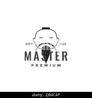 asian master teacher head logo design vector graphic symbol icon illustration creative idea Stock Vector