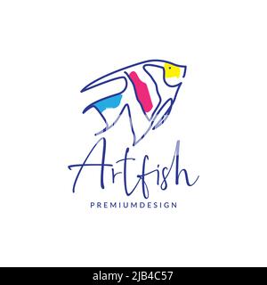 line art sail ornamental fish abstract logo design vector graphic symbol icon illustration creative idea Stock Vector