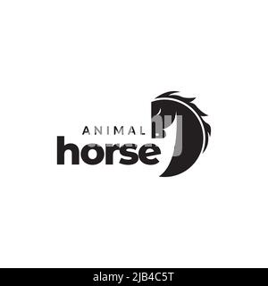 black head horse geometric simple logo design vector graphic symbol icon illustration creative idea Stock Vector