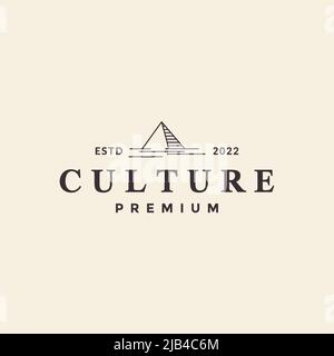 line hipster culture egypt pyramid logo design vector graphic symbol icon illustration creative idea Stock Vector
