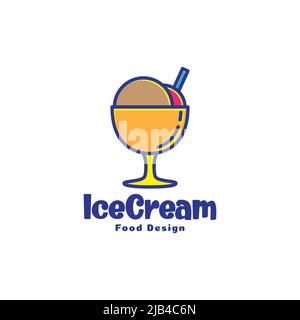 chocolate and vanilla ice cream with cup glass logo design vector graphic symbol icon illustration creative idea Stock Vector