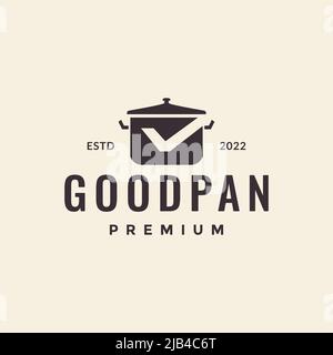 pan cooking with checkmark logo design vector graphic symbol icon illustration creative idea Stock Vector
