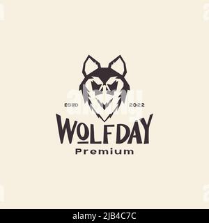 head wolf simple vintage black logo design vector graphic symbol icon illustration creative idea Stock Vector