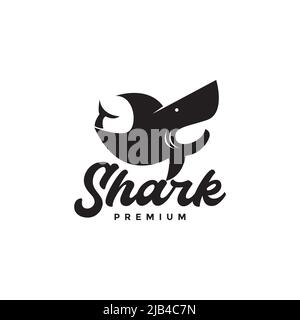 flat black shark modern minimal logo design vector graphic symbol icon illustration creative idea Stock Vector