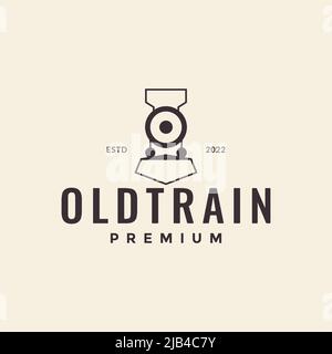 simple old train line hipster logo design vector graphic symbol icon illustration creative idea Stock Vector