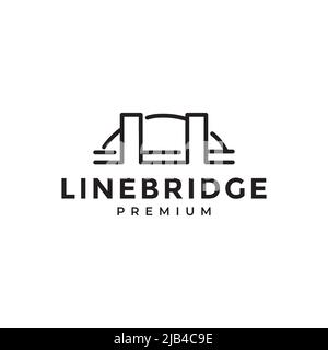 line bridge lake simple logo design vector graphic symbol icon illustration creative idea Stock Vector