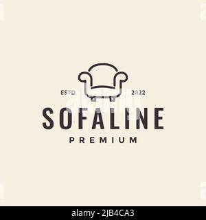 line hipster interior minimal sofa logo design vector graphic symbol icon illustration creative idea Stock Vector