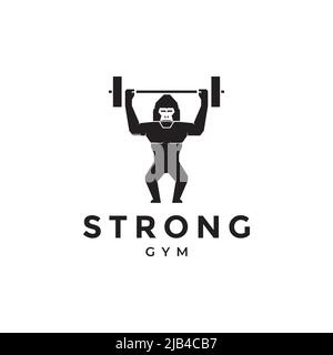 gorilla strong barbell gym logo design vector graphic symbol icon illustration creative idea Stock Vector