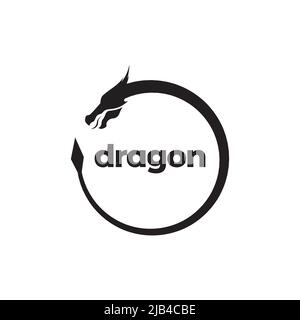 circle geometric dragon minimalist logo design vector graphic symbol icon illustration creative idea Stock Vector