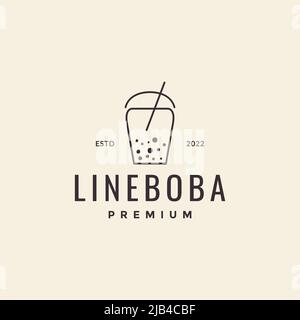 line boba drink dots simple logo design vector graphic symbol icon illustration creative idea Stock Vector