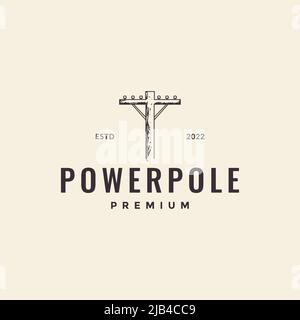 power pole line hipster logo design vector graphic symbol icon illustration creative idea Stock Vector