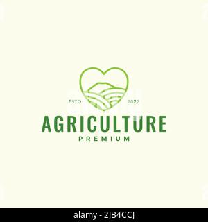line love with agriculture farmer logo design vector graphic symbol icon illustration creative idea Stock Vector