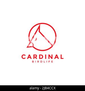 line red circle geometric bird cardinal logo design vector graphic symbol icon illustration creative idea Stock Vector