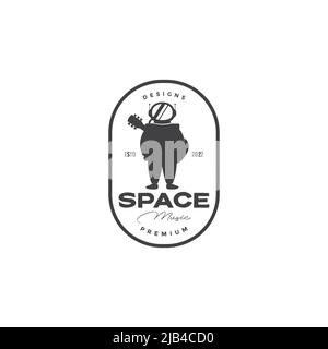 astronaut with guitar music logo design vector graphic symbol icon illustration creative idea Stock Vector