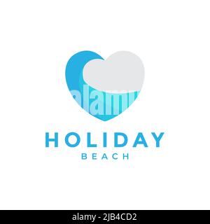 abstract love with wave logo design vector graphic symbol icon illustration creative idea Stock Vector