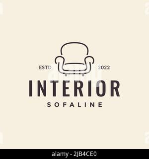 interior sofa minimalist line hipster logo design vector graphic symbol icon illustration creative idea Stock Vector