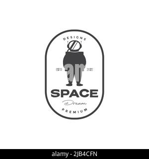 badge with astronaut logo design vector graphic symbol icon illustration creative idea Stock Vector