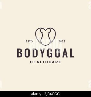 line love with body goal logo design vector graphic symbol icon illustration creative idea Stock Vector