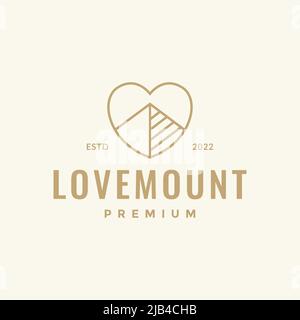 triangle mountain with love line logo design vector graphic symbol icon illustration creative idea Stock Vector
