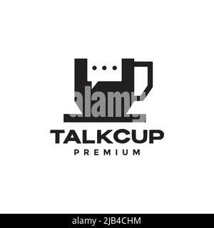 cup mug with bubble talk logo design vector graphic symbol icon illustration creative idea Stock Vector