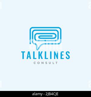 line talk bubble with pin logo design vector graphic symbol icon illustration creative idea Stock Vector