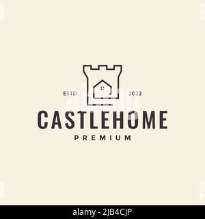 continuous line castle home logo design vector graphic symbol icon illustration creative idea Stock Vector