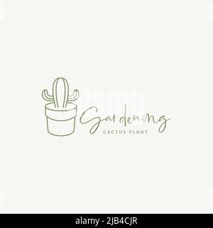 beautiful plant pots cactus logo design vector graphic symbol icon illustration creative idea Stock Vector
