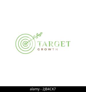 line circle target with leaf growth logo design vector graphic symbol icon illustration creative idea Stock Vector