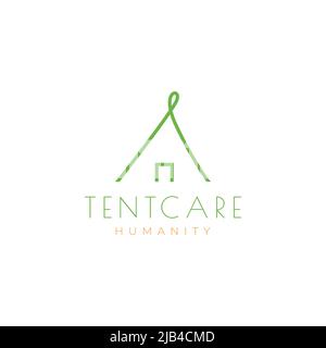 simple line tent camp logo design vector graphic symbol icon illustration creative idea Stock Vector
