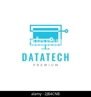desktop monitor with line technology logo design vector graphic symbol icon illustration creative idea Stock Vector