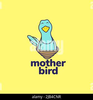 colorful bird with nest logo design vector graphic symbol icon illustration creative idea Stock Vector
