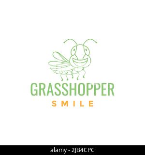 line grasshopper green smile cartoon cute logo design vector graphic symbol icon illustration creative idea Stock Vector