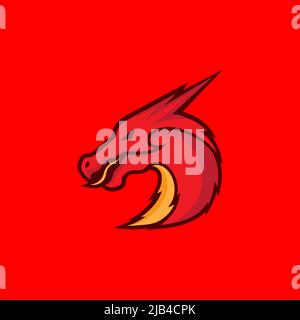 side view head dragon abstract logo design vector graphic symbol icon illustration creative idea Stock Vector