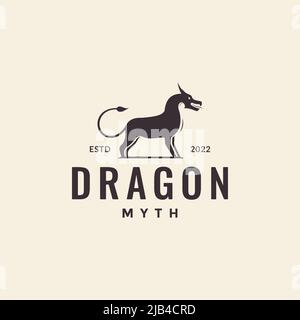 horse with dragon head myth logo design vector graphic symbol icon illustration creative idea Stock Vector