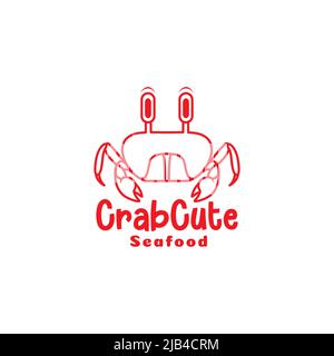 red line cute crabs seafood logo design vector graphic symbol icon illustration creative idea Stock Vector