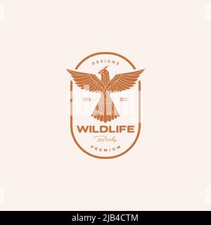 bird eagle or falcon good wings badge logo design vector graphic symbol icon illustration creative idea Stock Vector