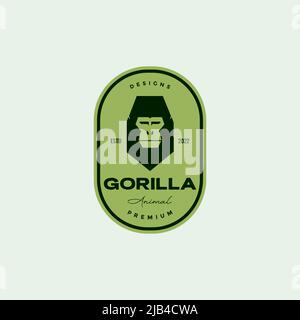 colored badge vintage with head gorilla logo design vector graphic symbol icon illustration creative idea Stock Vector