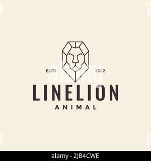 line head lion polygon hipster logo design vector graphic symbol icon illustration creative idea Stock Vector
