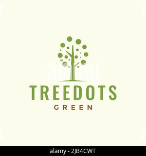 green tree with dots leaf modern logo design vector graphic symbol icon illustration creative idea Stock Vector
